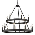 Golden Lighting 1017-69 BLK Matte Black Golden Lighting Alastair 15-light 2-tier Chandelier (6 Plus 9) Matte Black Image 1