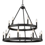 Golden Lighting 1017-69 BLK Matte Black Golden Lighting Alastair 15-light 2-tier Chandelier (6 Plus 9) Matte Black Image 1