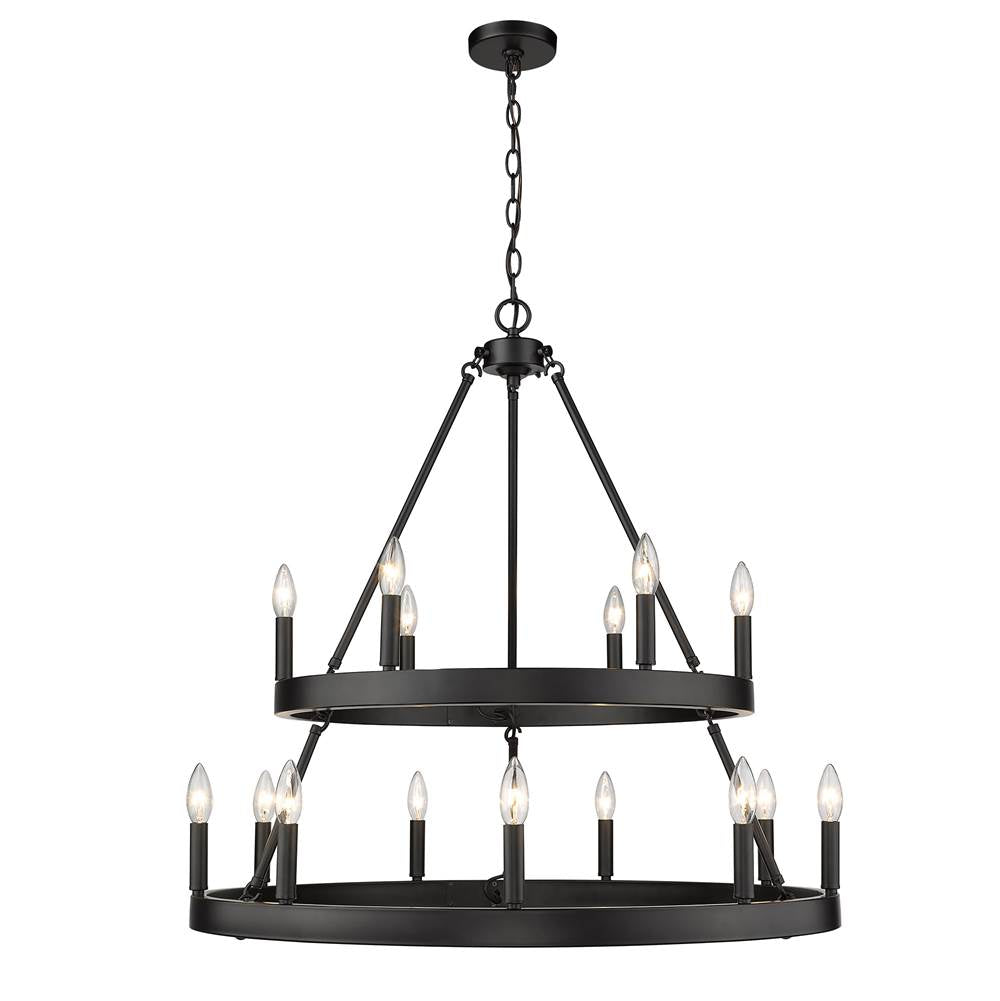 Golden Lighting Alastair Golden Lighting Alastair 15-light 2-tier Chandelier (6 Plus 9) Matte Black