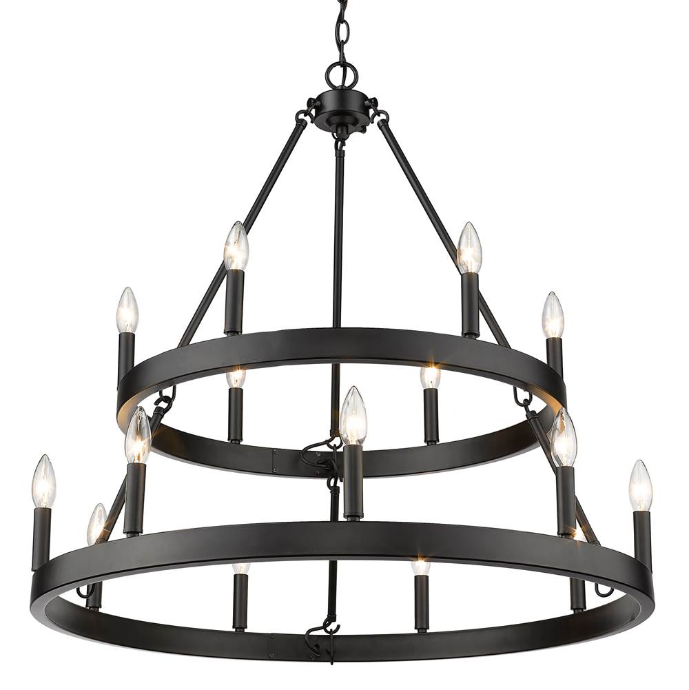 Golden Lighting 1017-69 BLK Matte Black Golden Lighting Alastair 15-light 2-tier Chandelier (6 Plus 9) Matte Black Image 2