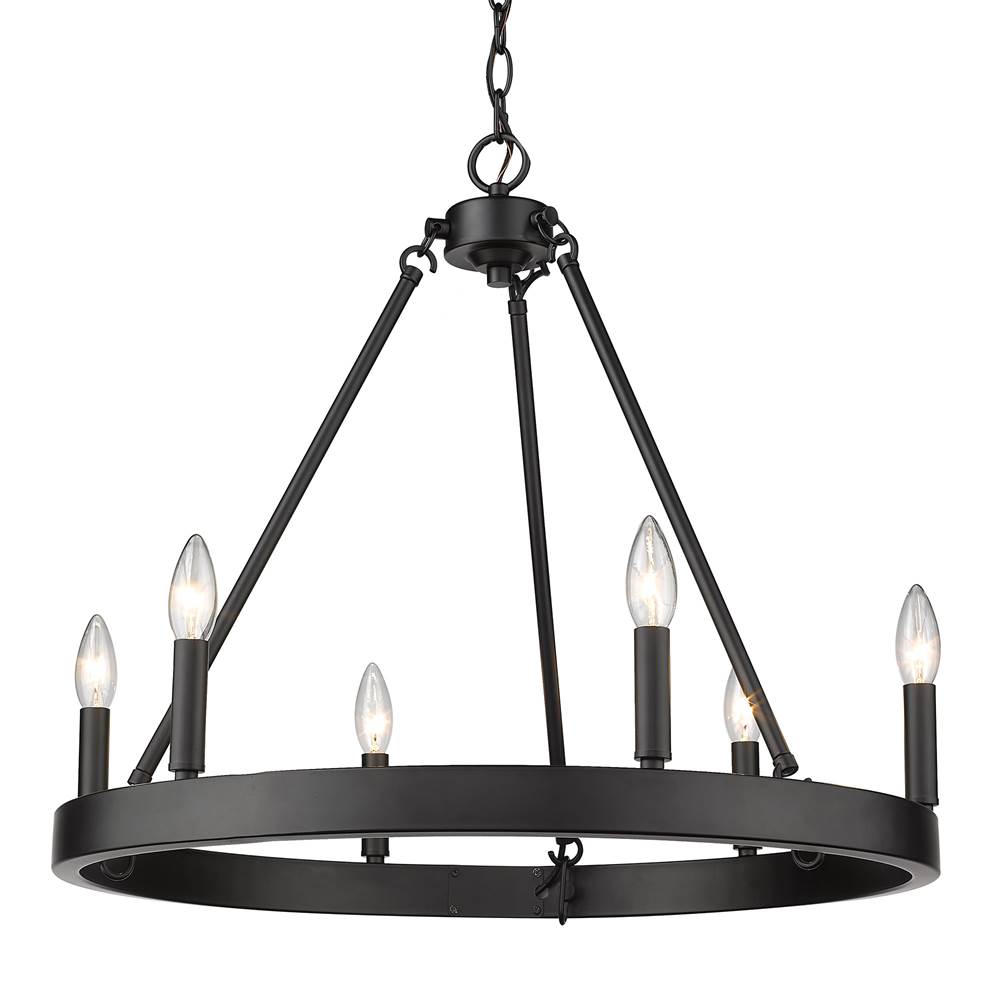 Golden Lighting 1017-6 BLK Matte Black Golden Lighting Alastair 6-light Chandelier In Matte Black Image 1