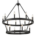 Golden Lighting 1017-96 BLK Matte Black Golden Lighting Alastair 15-light 2-tier Chandelier (9 Plus 6) In Matte Black Image 1