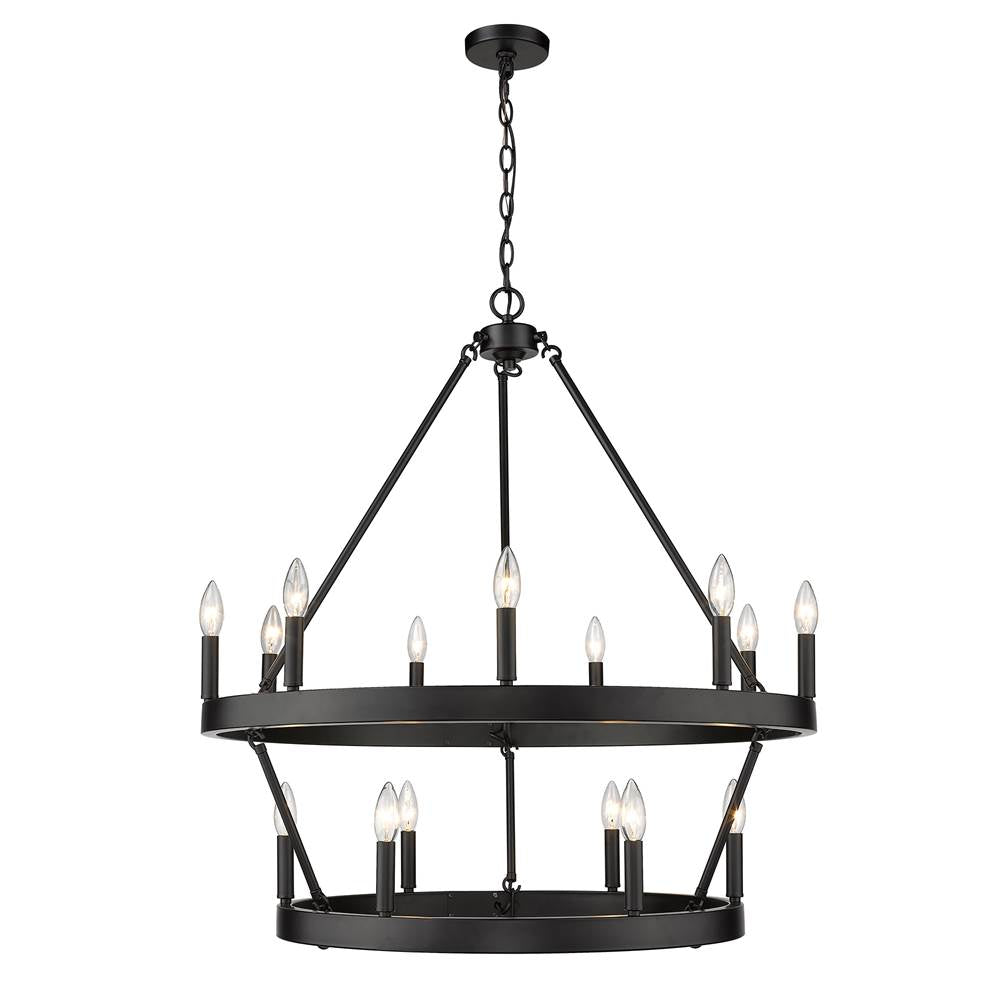Golden Lighting Alastair Golden Lighting Alastair 15-light 2-tier Chandelier (9 Plus 6) In Matte Black