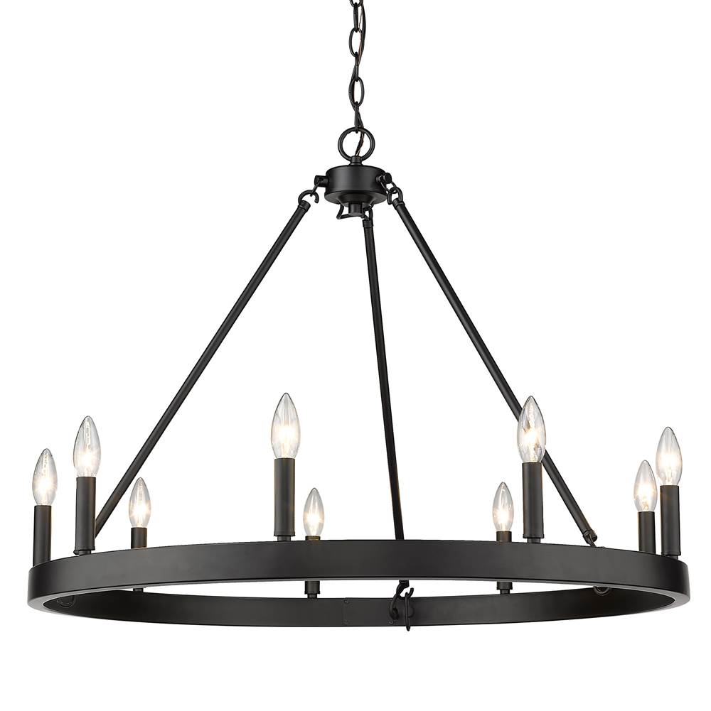 Golden Lighting 1017-9 BLK Matte Black Golden Lighting Alastair 9-light Chandelier In Matte Black Image 1
