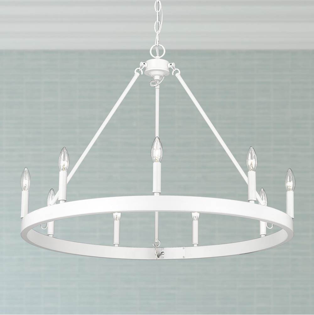 Golden Lighting 1017-9 WHT Matte White Golden Lighting Alastair 9-light Chandelier In Matte White Image 2