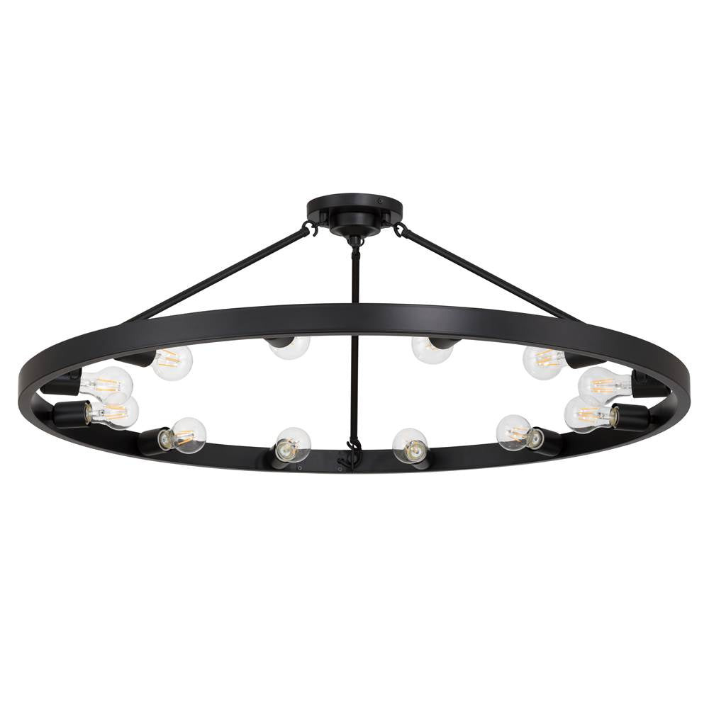 Golden Lighting 1019-12SF BLK Matte Black Golden Lighting Castile 12-light Semi-flush Mount In Matte Black Image 1