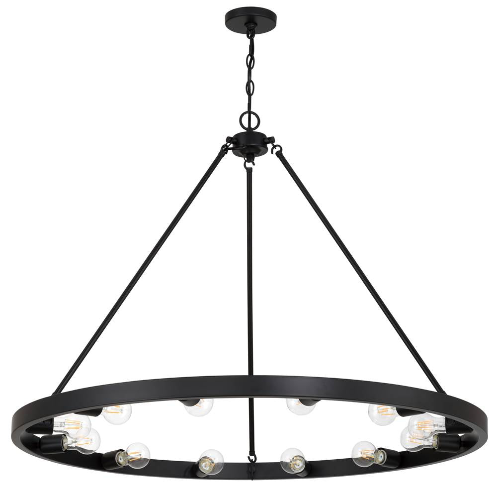 Golden Lighting 1019-12 BLK Matte Black Golden Lighting Castile 12-light Chandelier In Matte Black Image 1
