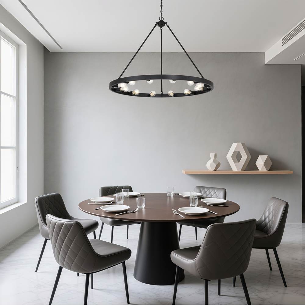 Golden Lighting 1019-12 BLK Matte Black Golden Lighting Castile 12-light Chandelier In Matte Black Image 3