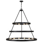 Golden Lighting 1019-6-9-12 BLK Matte Black Golden Lighting Castile 27-light 2-tier Chandelier (6 Plus 9 Plus 12) In Matte Black Image 4
