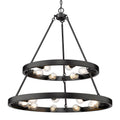 Golden Lighting 1019-69 BLK Matte Black Golden Lighting Castile 15-light 2-tier Chandelier (6 Plus 9) In Matte Black Image 1