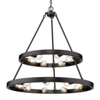 Golden Lighting 1019-69 BLK Matte Black Golden Lighting Castile 15-light 2-tier Chandelier (6 Plus 9) In Matte Black Image 1