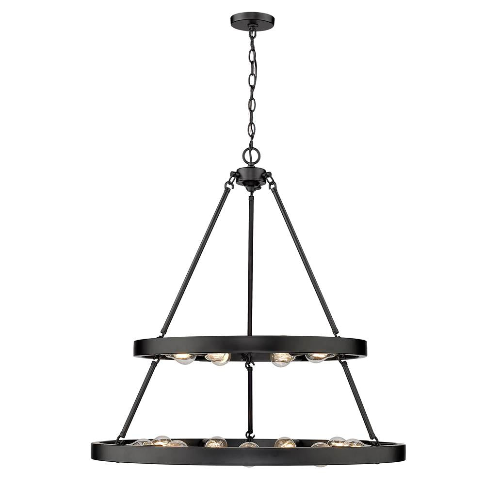 Golden Lighting Castile Golden Lighting Castile 15-light 2-tier Chandelier (6 Plus 9) In Matte Black