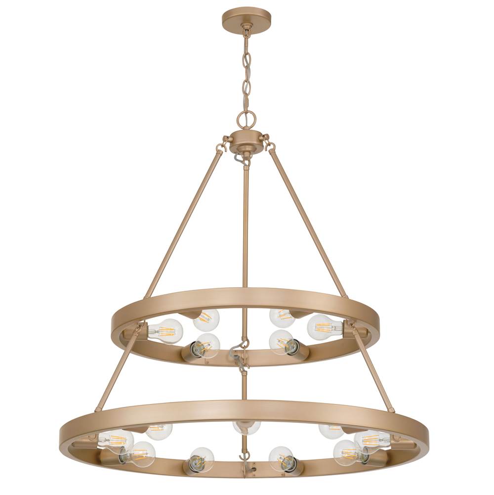 Golden Lighting Castile Golden Lighting Castile 15-light 2-tier Chandelier (6 Plus 9) In Matte Black
