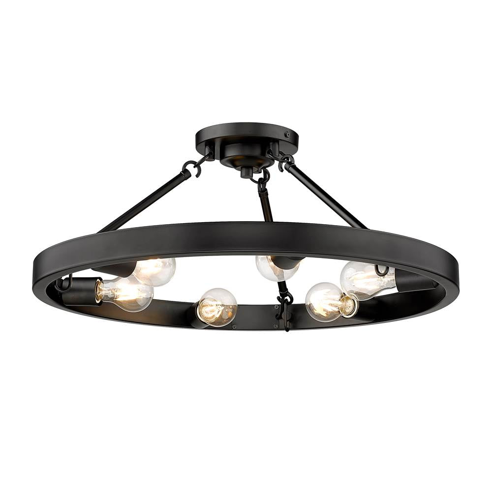 Golden Lighting 1019-6SF BLK Matte Black Golden Lighting Castile 6-light Semi-flush Mount In Matte Black Image 1