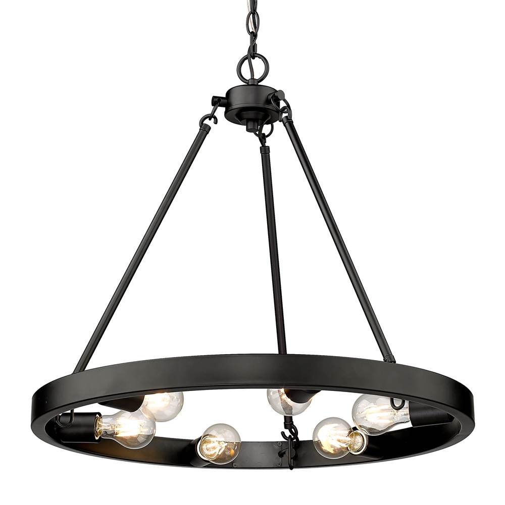 Golden Lighting 1019-6 BLK Matte Black Golden Lighting Castile 6-light Chandelier In Matte Black Image 1