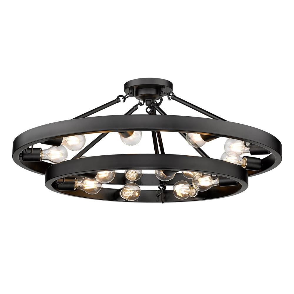Golden Lighting 1019-96SF BLK Matte Black Golden Lighting Castile 15-light Semi-flush Mount In Matte Black Image 1