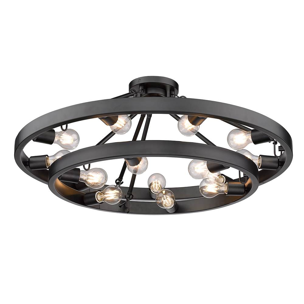 Golden Lighting 1019-96SF BLK Matte Black Golden Lighting Castile 15-light Semi-flush Mount In Matte Black Image 3