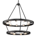 Golden Lighting 1019-96 BLK Matte Black Golden Lighting Castile 15-light 2-tier Chandelier (9 Plus 6) In Matte Black Image 1