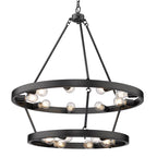 Golden Lighting 1019-96 BLK Matte Black Golden Lighting Castile 15-light 2-tier Chandelier (9 Plus 6) In Matte Black Image 1