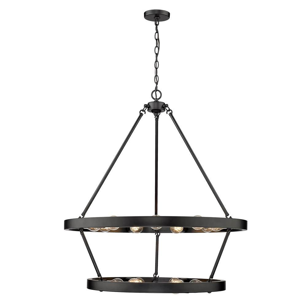 Golden Lighting Castile Golden Lighting Castile 15-light 2-tier Chandelier (9 Plus 6) In Matte Black
