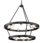 Golden Lighting 1019-96 BLK Matte Black Golden Lighting Castile 15-light 2-tier Chandelier (9 Plus 6) In Matte Black Image 3