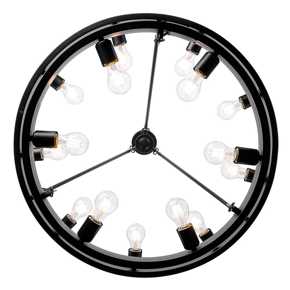 Golden Lighting 1019-96 BLK Matte Black Golden Lighting Castile 15-light 2-tier Chandelier (9 Plus 6) In Matte Black Image 2