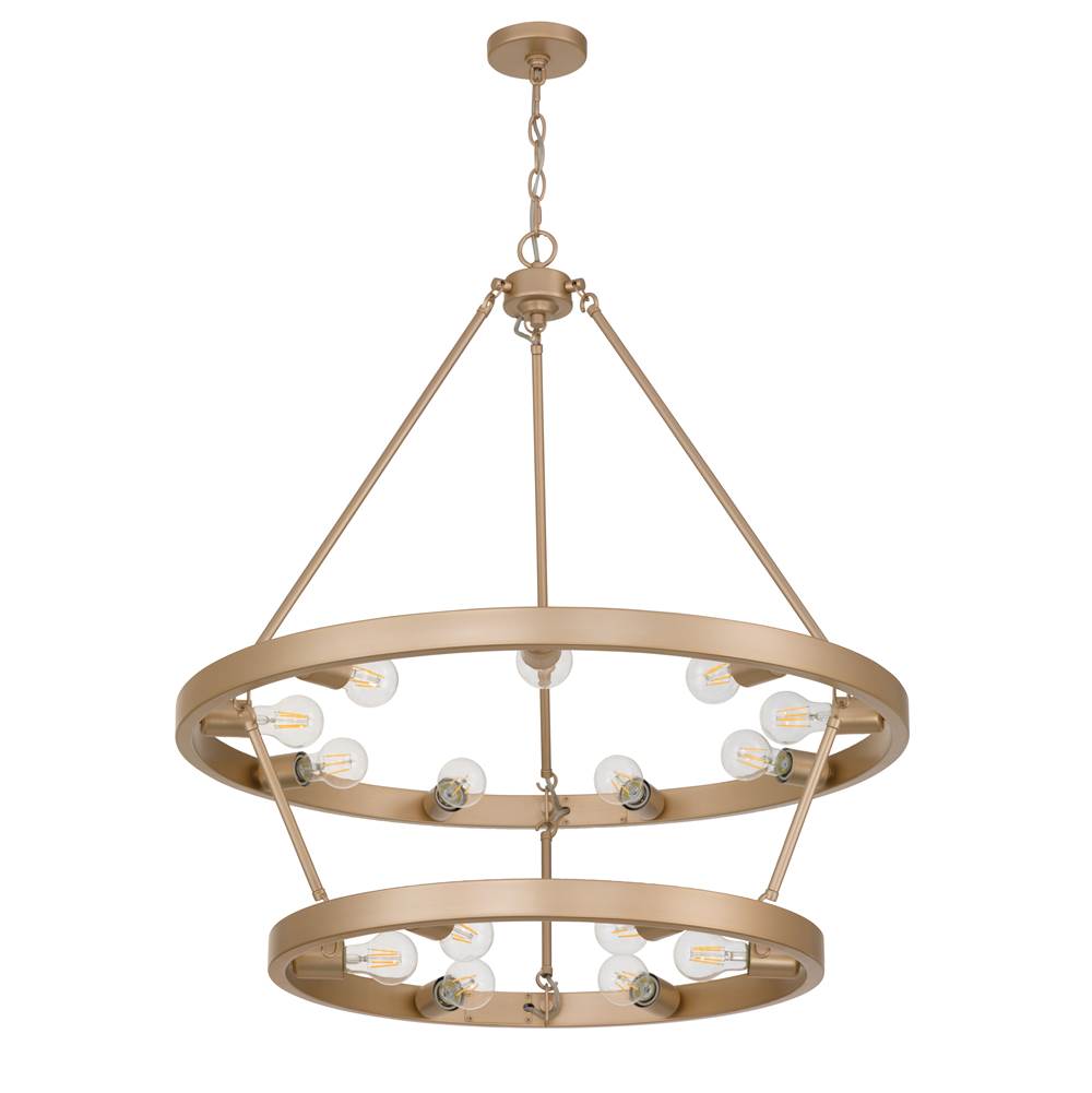 Golden Lighting Castile Golden Lighting Castile 15-light 2-tier Chandelier (9 Plus 6) In Matte Black