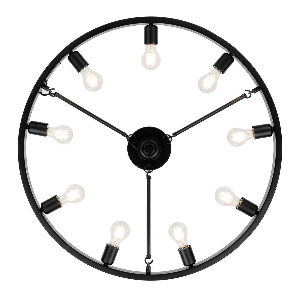 Golden Lighting 1019-9SF BLK Matte Black Golden Lighting Castile 9-light Semi-flush Mount In Matte Black Image 2