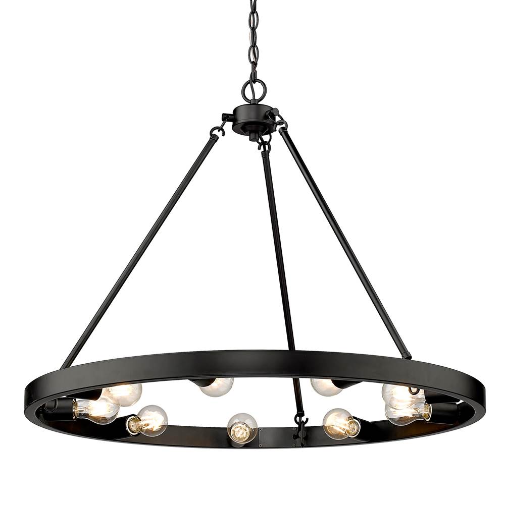 Golden Lighting 1019-9 BLK Matte Black Golden Lighting Castile 9-light Chandelier In Matte Black Image 1