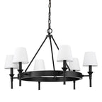 Golden Lighting 1020-6 BLK-MWS Matte Black Wry Lighting Edinburgh 6-light Chandelier In Matte Black And Modern White Shade Image 7