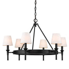 Golden Lighting 1020-6 BLK-MWS Matte Black Wry Lighting Edinburgh 6-light Chandelier In Matte Black And Modern White Shade Image 6