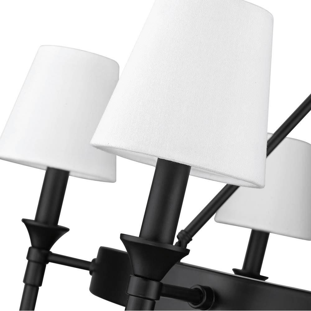 Golden Lighting 1020-6 BLK-MWS Matte Black Wry Lighting Edinburgh 6-light Chandelier In Matte Black And Modern White Shade Image 5
