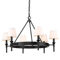 Golden Lighting 1020-6 BLK-MWS Matte Black Wry Lighting Edinburgh 6-light Chandelier In Matte Black And Modern White Shade Image 1