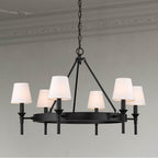 Golden Lighting 1020-6 BLK-MWS Matte Black Wry Lighting Edinburgh 6-light Chandelier In Matte Black And Modern White Shade Image 3