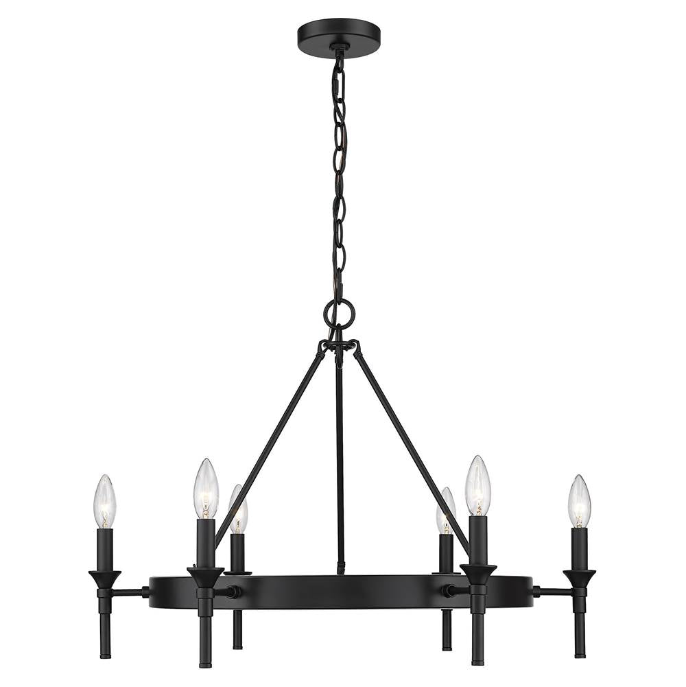 Golden Lighting Edinburgh Wry Lighting Edinburgh 6-light Chandelier In Matte Black