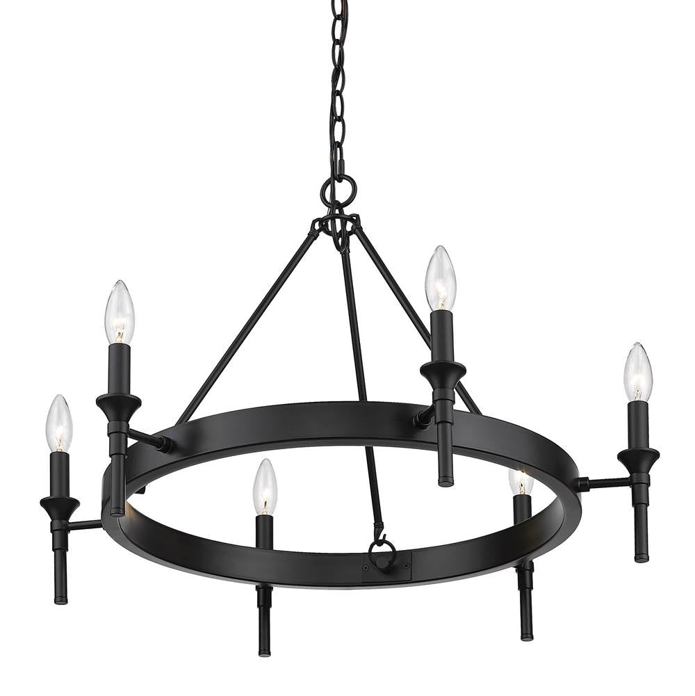 Golden Lighting 1020-6 BLK Matte Black Wry Lighting Edinburgh 6-light Chandelier In Matte Black Image 6