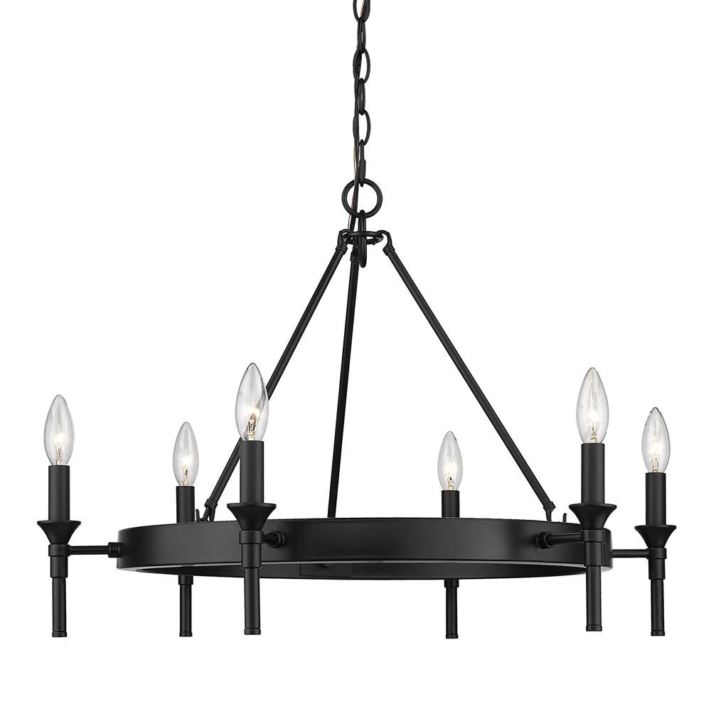 Golden Lighting 1020-6 BLK Matte Black Wry Lighting Edinburgh 6-light Chandelier In Matte Black Image 5