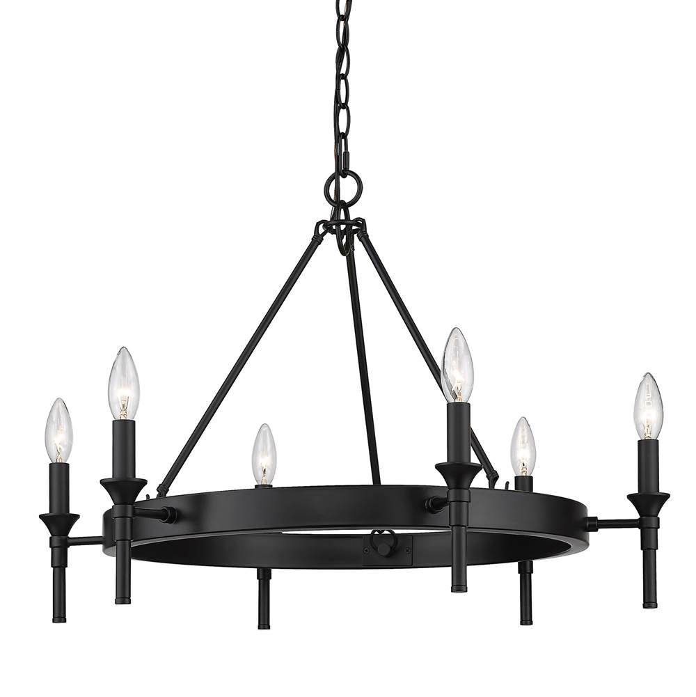 Golden Lighting 1020-6 BLK Matte Black Wry Lighting Edinburgh 6-light Chandelier In Matte Black Image 1