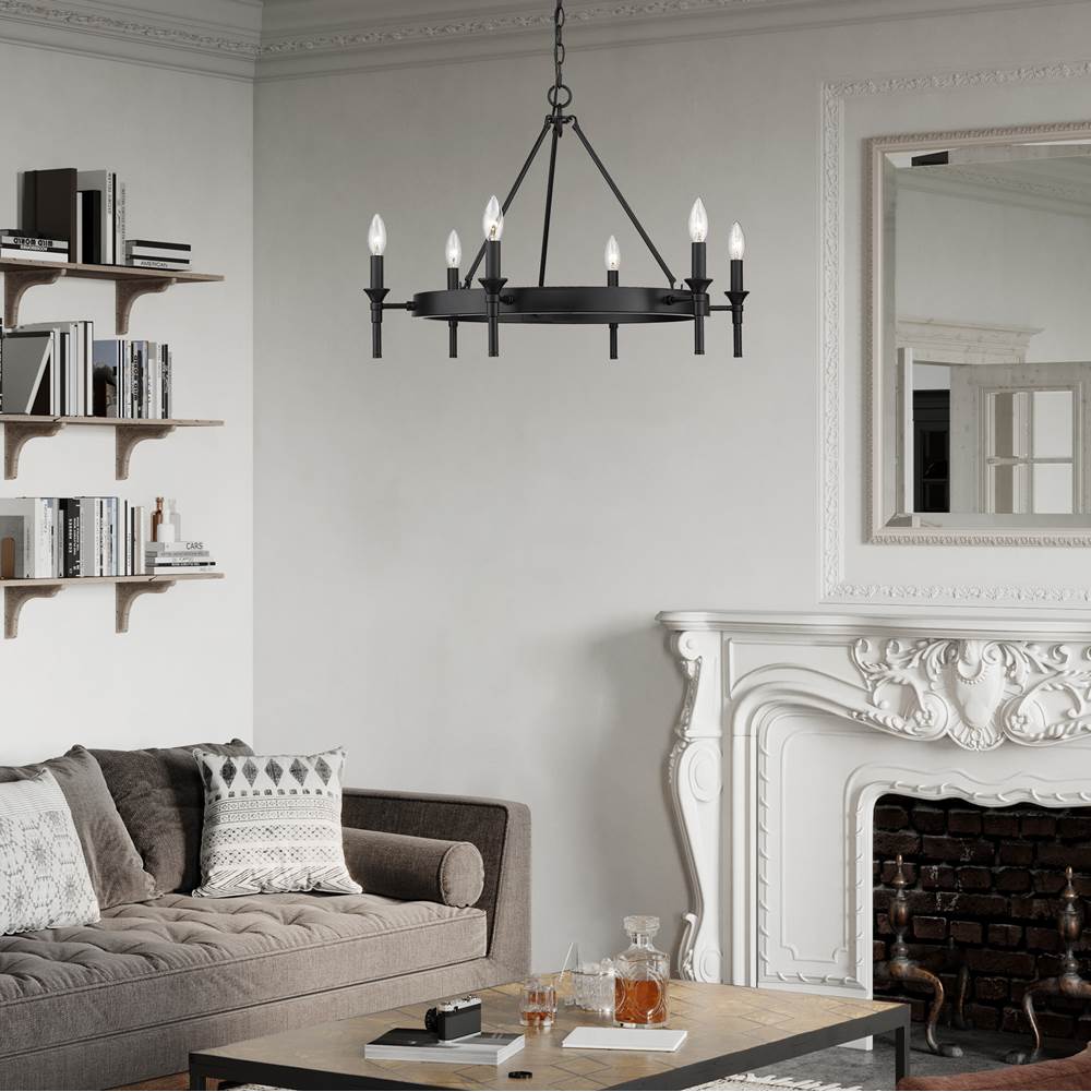 Golden Lighting 1020-6 BLK Matte Black Wry Lighting Edinburgh 6-light Chandelier In Matte Black Image 4
