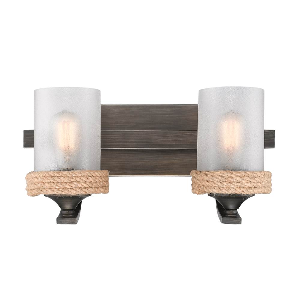 Golden Lighting 1048-BA2 GMT-CS Gunmetal Bronze Wry Lighting Chatham 2-light Vanity In Gunmetal Bronze Image 1