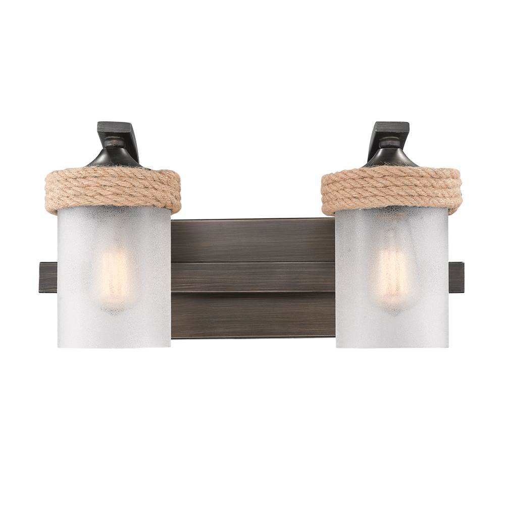 Golden Lighting 1048-BA2 GMT-CS Gunmetal Bronze Wry Lighting Chatham 2-light Vanity In Gunmetal Bronze Image 3