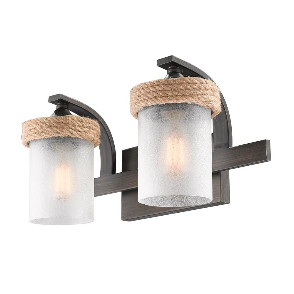 Golden Lighting 1048-BA2 GMT-CS Gunmetal Bronze Wry Lighting Chatham 2-light Vanity In Gunmetal Bronze Image 2