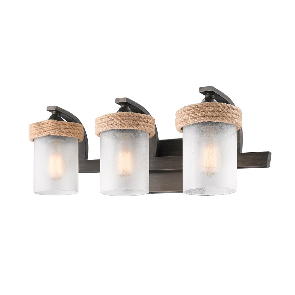 Golden Lighting 1048-BA3 GMT-CS Gunmetal Bronze Wry Lighting Chatham 3-light Vanity In Gunmetal Bronze Image 2