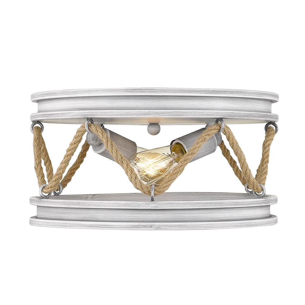 Golden Lighting Chatham Wry Lighting Chatham 2-light Flush Mount In Gray Driftwood