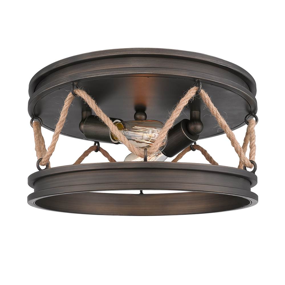 Golden Lighting Chatham Wry Lighting Chatham 2-light Flush Mount In Gray Driftwood