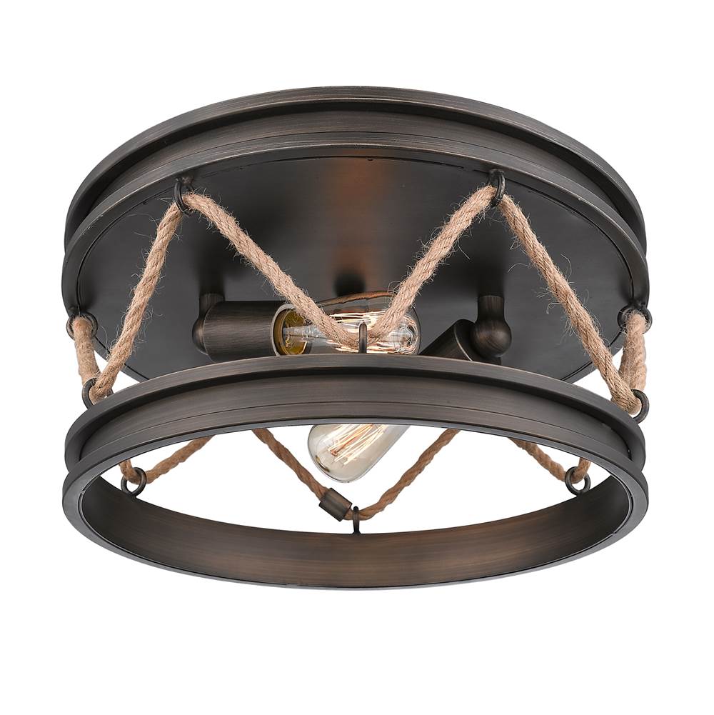 Golden Lighting 1048-FM GMT Gunmetal Bronze Wry Lighting Chatham 2-light Flush Mount In Gunmetal Bronze Image 2