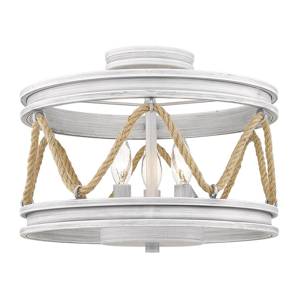 Golden Lighting 1048-SF GDW Gray Driftwood Wry Lighting Chatham 3-light Semi-flush Mount In Gray Driftwood Image 1