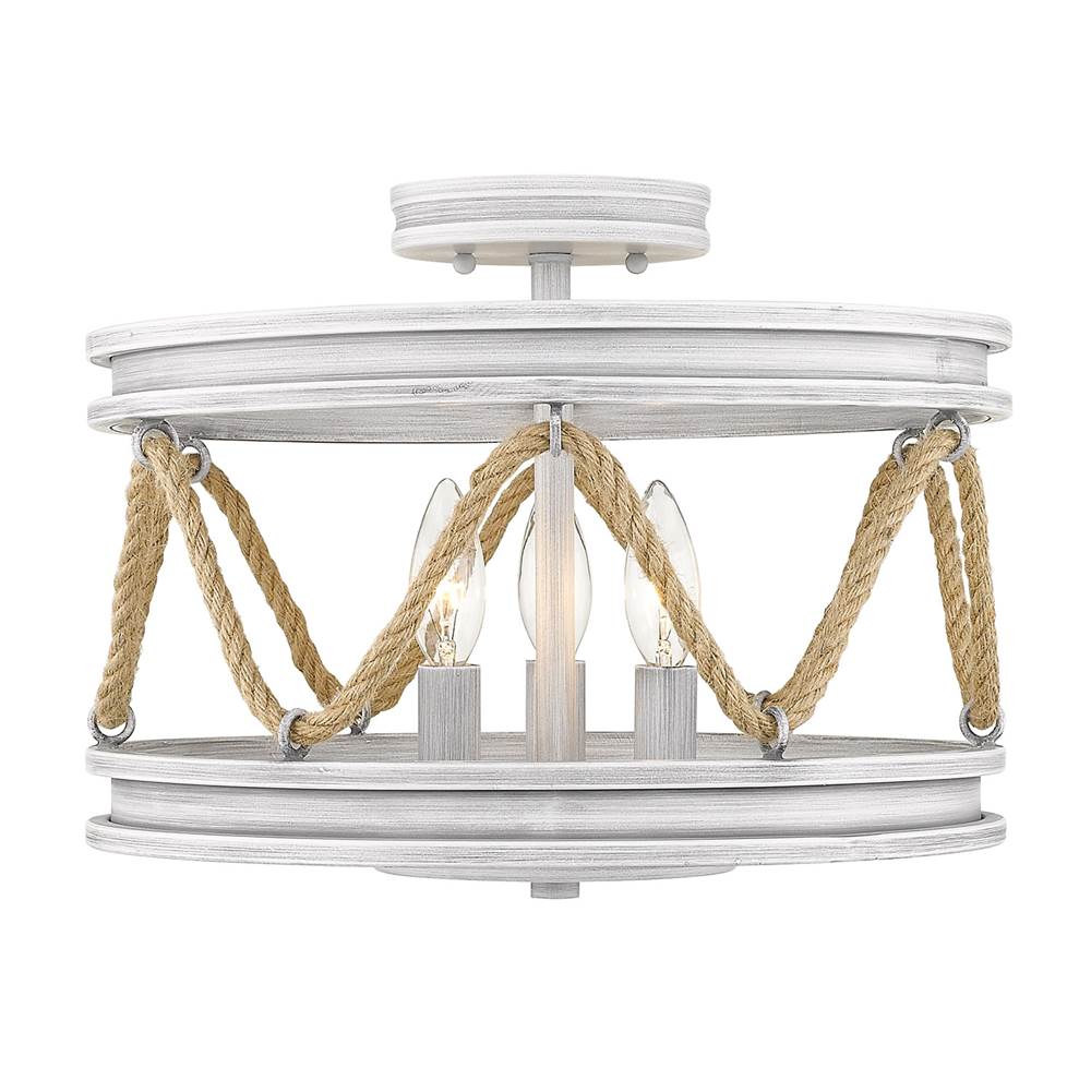 Golden Lighting Chatham Wry Lighting Chatham 3-light Semi-flush Mount In Gray Driftwood