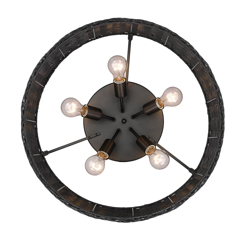 Golden Lighting 1084-5FM BLK-BW Matte Black Golden Lighting Erma 5-light Flush Mount In Matte Black Image 4