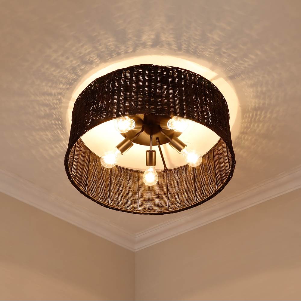 Golden Lighting 1084-5FM BLK-BW Matte Black Golden Lighting Erma 5-light Flush Mount In Matte Black Image 3